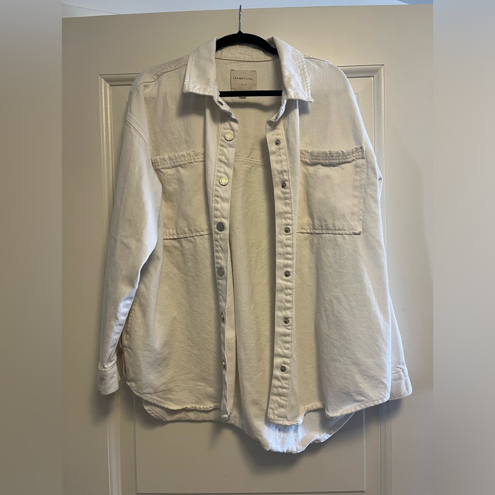 Oversized White Denim Shacket